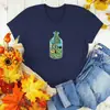 Comercio exterior Camiseta creativa casual europea y americana para mujer Camiseta de cuello redondo con estampado del mundo para mujer