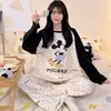 Pijama feminino plus size direto da fábrica/Exportação, manga longa e calça comprida, conjunto de roupa de casa feminino para primavera e outono 110kg