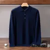 Suéter de Caxemira com Gola Polo 2026 Outono/Inverno Novo Masculino Corte Solto Camisa Básica para Meia-Idade Casual de Negócios Suéter Quente