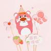 Cola macia Morango Urso Aniversário Decoração Bolo Enfeites Sorrindo Stereo Urso Cabeça Plug-In Morango Acessórios Para Assar Plug-In Cartão