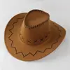 Sombrero de Vaquero Occidental Sombrero para el Sol Sombrero Jazz de Gamuza Chica Popular Primavera Verano Hombres Mujeres Sombrero de Jinete Sombrero de Ala Ancha Fedora