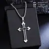 Collar Cruz de Acero de Titanio Largo Europeo y Americano No se Desvanece Cadena de Suéter de Hip-Hop de Moda para Hombre Pequeño Diseño Cadena de Sudadera para Mujer