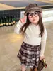 Ropa acolchada de algodón con forma de pera para niños, prenda interior base para niña, ropa de invierno, cuello alto medio con volantes, top para niños, ropa para bebé niña Clase A