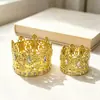 Porta lámpara de corona metálica incrustada de diamantes de lujo, base luminosa de corona vintage, decoración de escritorio, adorno de flor eterna, disponible en varios tamaños