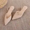 Sandalias de punta con tacón grueso para mujer, tacón alto 2026, correa fina de moda, nuevo estilo de verano, sandalias sencillas sin cordones con diseño de punta cerrada