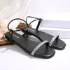 Nuevas Sandalias Planas de Moda de Verano para Mujer con Pedrería, Punta Abierta, Zapatos Cómodos para Mujer, Tallas Grandes 36-43