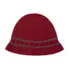 Cachemira 2026 Otoño/Invierno Nuevo Estilo Japonés para Mujer Sombrero de Pescador Bloque de Color Tejido a Mano Resistente Sombrero de Punto Grueso Cálido