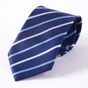 Zíper de Gravata de Vestido de Negócios Masculino para Noivo de Noiva Casamento Listra Azul Fina Preta Preguiçosa Sem Acerto Um Puxão Fácil