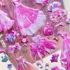 Pegatinas de doble capa para disfraz de princesa de dibujos animados para niñas, pegatinas para ropa infantil, pegatinas tridimensionales de burbujas de esponja, pegatinas de juguete