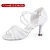 Sapatos de dança latina para adultos, pretos, salto baixo redondo, sola de couro, atacado profissional de sapatos de dança latina para adultos