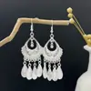 [Selección Premium] Pendientes Estilo Étnico de Minorías Vintage con Plata de Minorías Étnicas, Pendientes Largos Colgantes Florales Estilo Bohemio Único