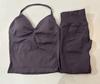 Conjunto Df de Pantalones Largos y Chaleco Más Vendidos de Amazon, Chaleco Deportivo de Cuello Halter de Nailon Mate de Alta Elasticidad Ultrafino
