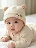 Gorro para bebé para primavera y otoño, adecuado para recién nacidos e infantes, protege la fontanela, diseño de osito, unisex, cubrecabezas estilo coreano