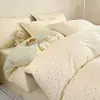 Juego de ropa de cama de cuatro piezas de algodón puro, juego de tres piezas totalmente de algodón para dormitorios de estudiantes, sábana individual y funda de edredón para uso doméstico