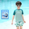 Traje de Baño Infantil para Niños de Dos Piezas Doble Capa Bañador 2026 Nuevo Verano Niños Grandes y Adolescentes Conjunto para Niños