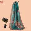 2025 Novo Lenço de Gaze Fina com Estampa Floral de Rosa e Borda de Leopardo, Lenço de Chiffon de Seda Protetor Solar, Lenço Respirável, Atacado