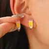 Pendientes de lápiz de aceite con forma de gota de color de contraste simple europeo y americano, pendientes femeninos creativos, frescos y divertidos, nuevos pendientes al por mayor