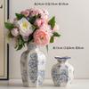 Vaso Cerâmico Azul e Branco de Porcelana Chinesa High-End Retrô para Entrada Decoração de Arranjo de Flores para Sala de Estar Ornamentos Flores Hidropônicas