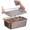 Bandeja Rectangular Pequeña para Té Doméstico con Rejilla de Drenaje Simple, Bandeja para Juego de Té de Acero Inoxidable con Drenaje para Preparación de Té Seco