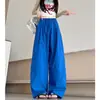 Calça Cargo Casual Nova Estilo Americano Dopamina para Mulheres, Verão Fina de Cintura Alta Modelagem Solta Emagrecedora Calças de Perna Larga Patchwork