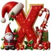 Novos Enfeites de Natal Pendentes Decorações Planas para Árvore de Natal Chapéu Vermelho Letra Inicial com Decoração de Letra Personalização Personalizada