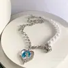 Collar Dulce y Fresco para Mujer, Diseño de Nicho, Cadena para Clavícula con Perla de Corazón y Gema Ensamblada, Joyería de Moda para Mujer