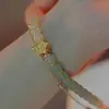 Novo Bracelete Flor de Pessegueiro e Jade de Campo para Mulheres, Estilo Chinês, Simples, Literário, Retrô, Luxo Acessível, Design Ins de Alta Qualidade, Presente para Melhores Amigas