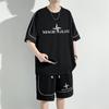 Traje Deportivo Casual Talla Grande 8XL para Hombre, Camiseta de Verano con Estampado de Letras, Pantalones Cortos Juveniles de Media Manga, Conjunto de Dos Piezas de Marca de Moda