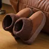 Botas de neve femininas de tricô com punho, sapatos curtos quentes de algodão forrados com fleece para o inverno, sola grossa, antiderrapantes, dropshipping disponível