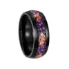 Nueva Joyería para Hombre de Amazon Incrustada con Amatista y Lámina de Oro Anillo Negro de Acero de Titanio de Calidad Joyería
