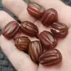 Cuentas de Calabaza de Ágata Roja Mate Cuentas Sueltas de Jade Cuentas Largas de Melón de la Suerte Accesorios de Joyería para Pulseras Collares Cuentas