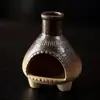 Pequeño quemador de incienso decorativo con patrones antiguos, cerámica rústica, para crear ambiente, adecuado para quemar madera sagrada, cedro y salvia