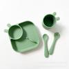 Kit de Vajilla Infantil de Dibujos Animados Creativo Plato para Cena Vaso para Beber Tenedor Cuchara Suministros para Alimentos Complementarios Set de Cuatro Piezas para Bebé
