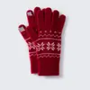 Guantes de punto Fair Isle con diseño de copo de nieve 100% cachemir puro para mujer, cálidos, versátiles, aptos para estudiantes, compatibles con pantalla táctil y diseño de cinco dedos para clima frío