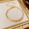 Pulseira Redonda de Bambu com Zircônia Galvanizada em Ouro Real 18K, Pulseira de Luxo Leve de Alta Qualidade, Joia Fashion Retro Estilo Chinês Novo