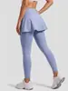 Pantalones Culotte Falsos de Dos Piezas con Bloques de Color Juyitang, Cintura Alta, Control de Abdomen, Aspecto Adelgazante, Ropa de Exterior para Fitness, Pantalones de Yoga Antiexposición para Mujer