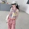 Calças Cargo Rosa para Meninas, Novo Estilo Primavera/Verão 2026, Calças de Início de Primavera para Crianças, Calças Largas da Moda para Meninas Mais Velhas