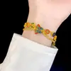 Pulseira Dupla Camada com Pingente de Borboleta Azul Queimada Esmalte Cor Estilo Chinês Design Versátil Coração de Menina Joia Simples Feminina