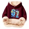 Sudeste Asiático Primavera y Otoño Talla Grande Suelto Algodón Compuesto Forro Polar de Borreguito Sudadera Estampada de Manga Larga con Capucha y sin Bolsillos