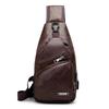 Nova Bolsa de Peito Masculina com Carregamento USB Antifurto Casual Retrô PU Bolsa de Ombro Masculina para Esportes ao Ar Livre Ciclismo Bolsa Mensageira