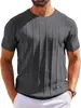 Camiseta de Manga Corta a Rayas con Cuello Redondo para Hombre, Verano Ligera de Color Sólido Transpirable Elástica Deportiva Estilo Europeo y Americano Talla Grande Camiseta Básica