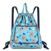 Nova mochila feminina simples com estampa e cordão, leve, durável, de grande capacidade