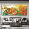 Shengshi China Ponto Cruz 2024 Nova Série Grande Estilo Chinês Faixa para Sala de Estar Pintura de Pendurar Pintura de Montanhas e Rios Wanli