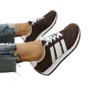 Zapatos de Mujer Transfronterizos, Tenis de Malla con Bloques de Color Marrón y Blanco, Cordones Transpirables con Tres Rayas, Zapatos Casuales para Correr al por Mayor