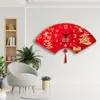 Reloj de Pared Decorativo Pintura en Forma de Abanico Reloj de Pared para Restaurante Reloj de Pared Montado en Pared Estilo Chino Nuevo Reloj para el Hogar con Calendario
