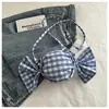 Bolsa Transversal Estilo Floresta Menina Borboleta Doce Xadrez Colorido Doce Personalidade Coreana Simples Para Sair Xadrez Nova Laço