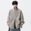 Jaqueta Curta de Couro PU Tie-dye Design Americano 2026 Masculina Outono/Inverno Gola Alta Estilo Baseball Nicho Jaqueta Workwear
