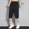 Marca de Moda para Adolescentes Pantalones Capri Pantalones Casuales Verano Hombres 2025 Nuevo Seda de Hielo Negra Fresco Simple Para Combinar con Todo