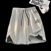 Shorts Versátiles de Moda Verano para Hombre Estilo Coreano High Street, Shorts de Retazos con Personalidad Retro Americano para Adolescentes