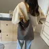 Bolso Cubo Estampado con Letras de Gran Capacidad Moda Verano 2024 Nuevo Personalizado Casual Grueso Cruzado al Hombro
